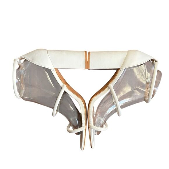 Boohoo White Triple Strap Block Heel Sandals Size 8 - Picture 4 of 12